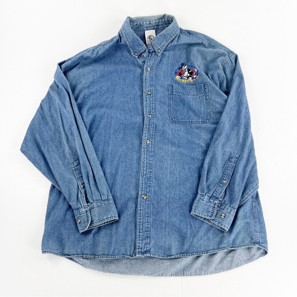 Disney Other - Vintage Disney Mickey & Co. Admit One Blue Button Down Long Sleeve Shirt